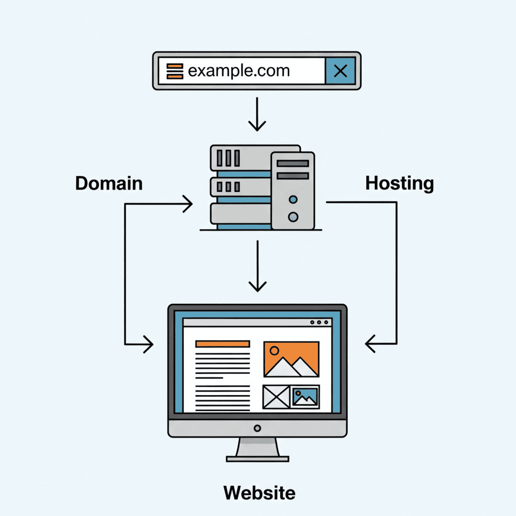 What is the difference between a domain, hosting, and a website: an explanation in simple terms