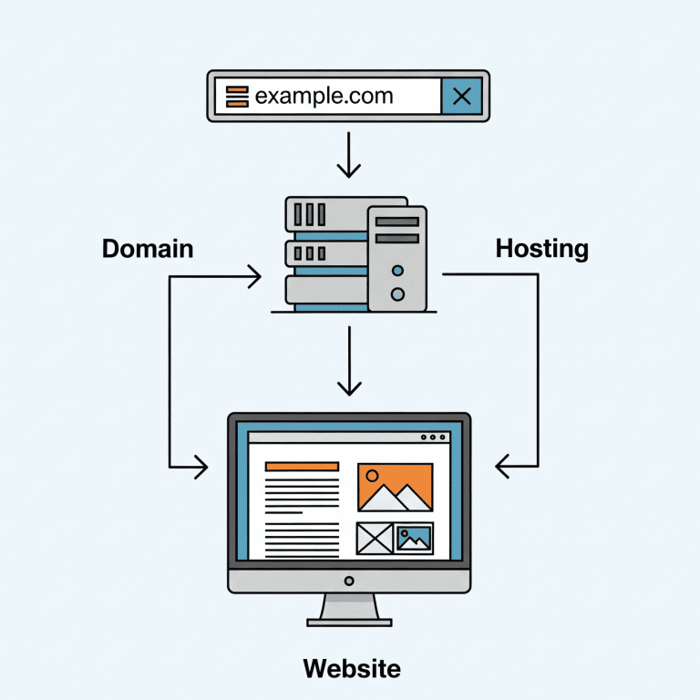 What is the difference between a domain, hosting, and a website: an explanation in simple terms